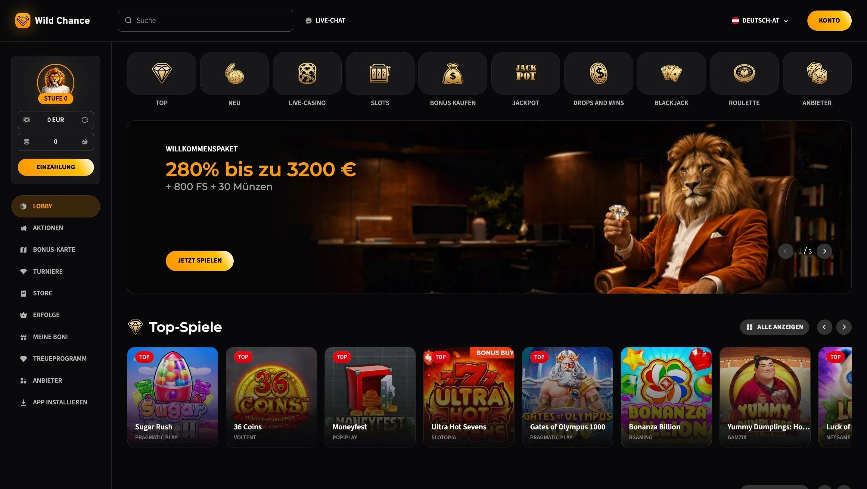 Wild Chance mit schneller Auszahlung Wild Chance Casino mit Sofort Auszahlung